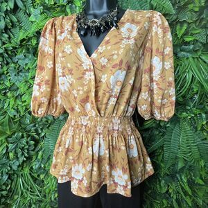 Alice Blue Tops Small Rust Orange Floral‎ Peplum Blouse NWT Alice Blue 0169